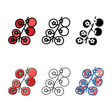 Types cherry tomato color icon vector Stock Illustration
