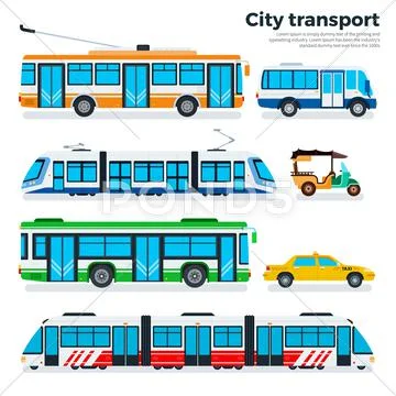 Types of city transport isolated on white Stock Illustration