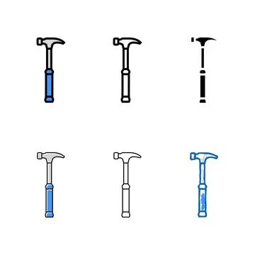 Types claw hammer tool color icon vector Stock Illustration