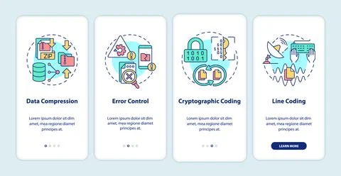 Types of coding onboarding mobile app screen Stock Illustration