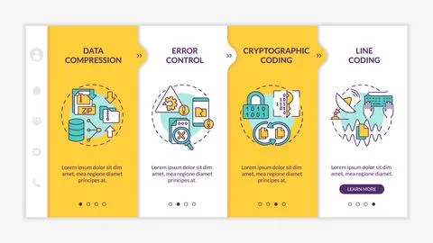 Types of coding yellow onboarding template Stock Illustration