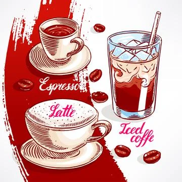 Types of coffee - 2 Stock Illustration