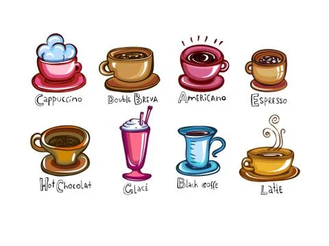 Types of coffee Stock Illustration