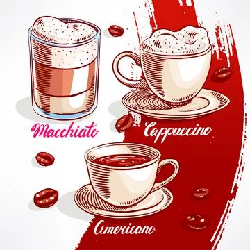 Types of coffee Stock Illustration