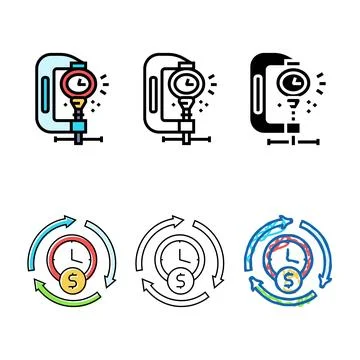 Types compression time management color icon vector Stock Illustration