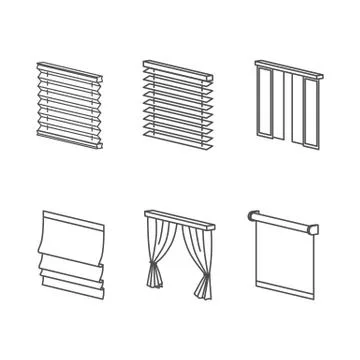 Types of Curtains Stock Illustration