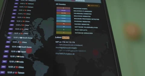Types of cyber attacks and their number used against Russia Stock Footage 321753830