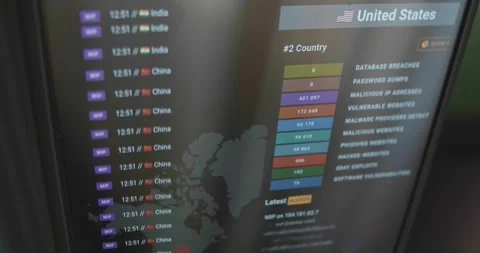 Types of cyber attacks and their number used against USA Stock Footage 321753836