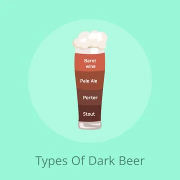 Types of Dark Beer Barrel Wine, Pale Ale, Porter Stock Illustration