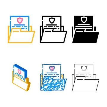 Types data protection color icon vector line Stock Illustration