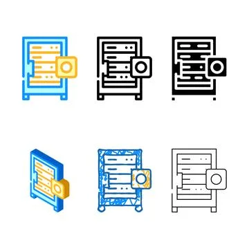 Types data server color icon vector isolated Illustrazione stock