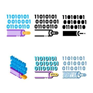 Types data transfer cable color icon vector 库存插图