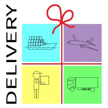 Types of delivery. Stock Illustration