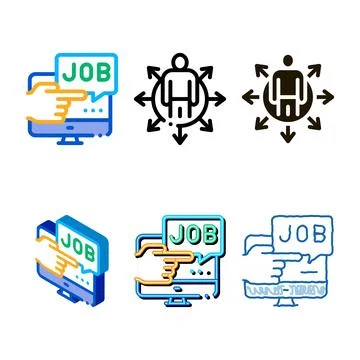 Types electronic job search icon vector outline イラスト素材