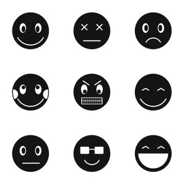 Types of emoticons icons set, simple style Illustrazione stock
