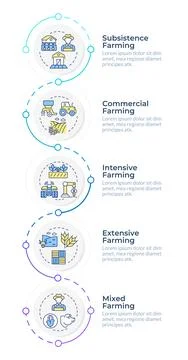 Types of farming systems infographic design template Stock Illustration