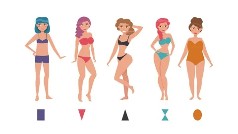 Types of female figures 2D animation Stock Footage 149497634
