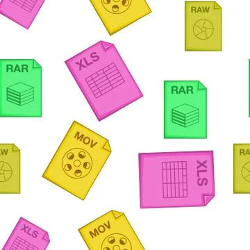 Types of files pattern, cartoon style Stock Illustration