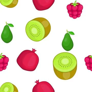 Types of fruit pattern, cartoon style 스톡 일러스트