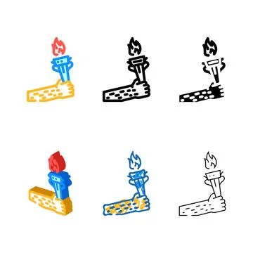 Types hand holding torch progress color icon vector Stock Illustration