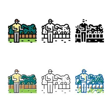 Types hedg bush shrub trimming color icon vector Stock Illustration