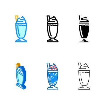 Types ice cream smoothie drink color icon vector Stock Illustration