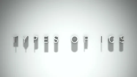 Types of ics 3D title animation with shadows on a white background Stock Footage 297906733