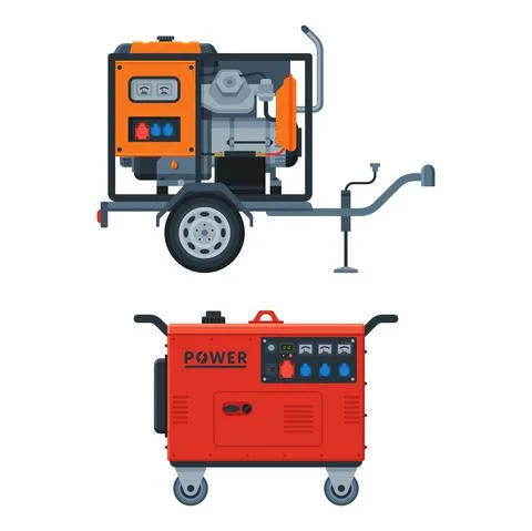Types of Industrial Electrical Power Generator Vector Set Stockillustratie