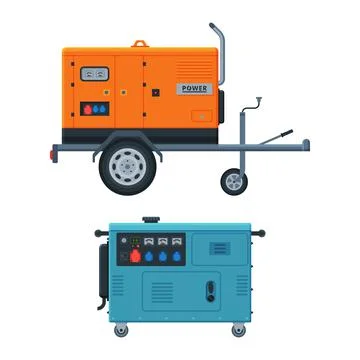 Types of Industrial Electrical Power Generator Vector Set Stockillustratie
