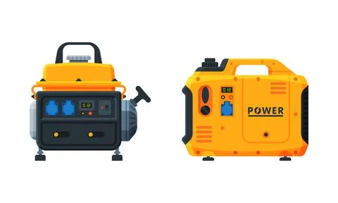 Types of Industrial Electrical Power Generator Vector Set イラスト素材