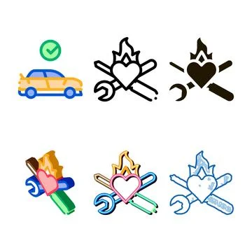 Types instrument heart icon vector outline 스톡 일러스트