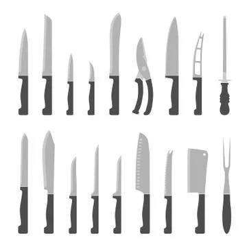 Types of kitchen knives set Stock Illustration