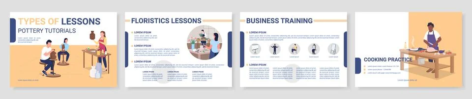 Types of lessons flat vector brochure template Stockillustratie