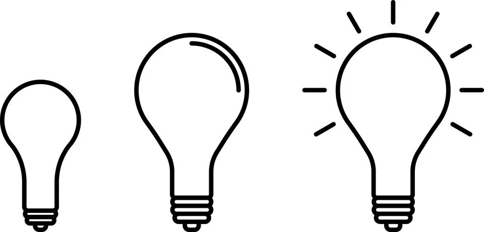 Types of light bulbs, idea sign icon set. Bulb icon collection Vector Stock Illustration