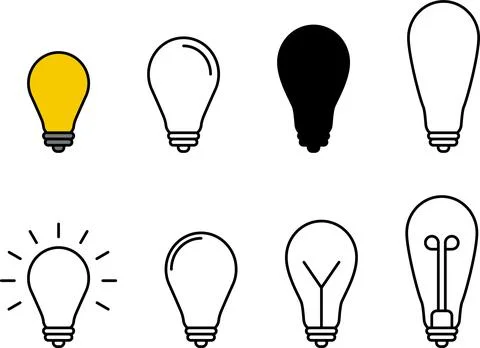 Types of light bulbs, idea sign icon set. Bulb icon collection Vector 스톡 일러스트