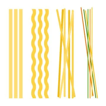 Types of long pasta flat icon vector isolated Stock Illustration