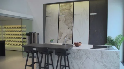 Types of marble and a kitchen island Stock Footage 142589776