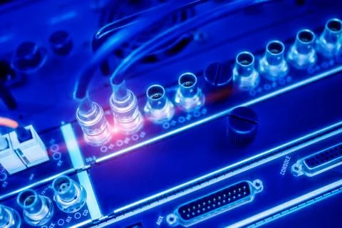 Types of network cables with the ability to receive and transmit signals up t Stock Photos