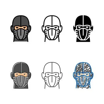 Types ninja mask face color icon vector Stock Illustration