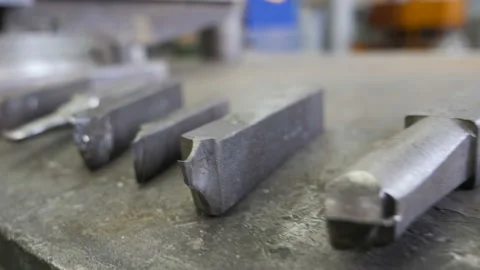 Types of old vintage cutting tools for metal processing. Slider used Stock Footage 94141704