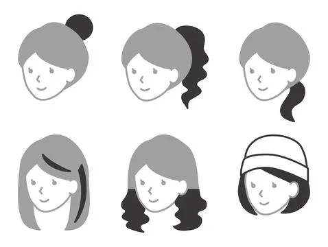 Types of partial wigs. Faceless icon. Stock Illustration