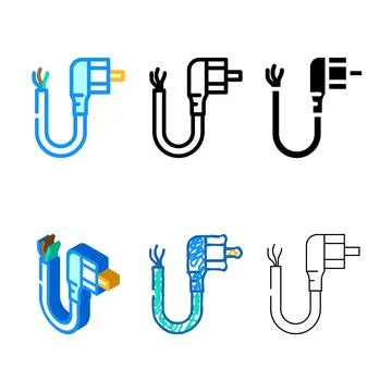 Types power cables color icon vector Stock Illustration