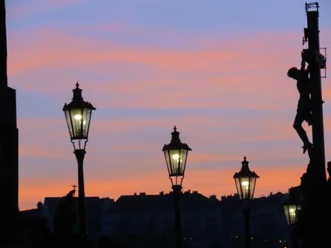 Types of Prague at night Stock Photos