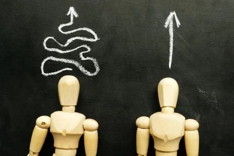 Types of problems solving and thinking a solution. Figurines and arrows. Stockfoto's
