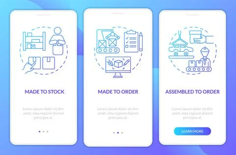 Types of products blue gradient onboarding mobile app screen Ilustração Stock