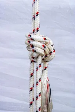 Types of rope tying. Hooks and ropes. Tying knots Stock Photos