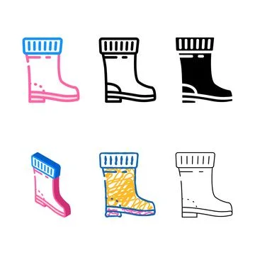 Types rubber boots color icon vector Stock Illustration