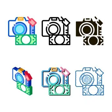 Types security deposit camera icon vector outline Stock Illustration