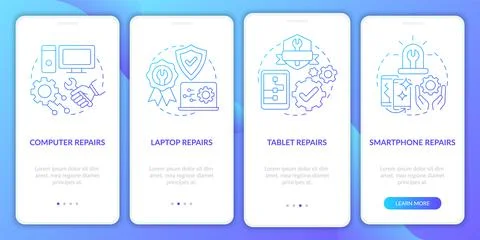Types of services blue gradient onboarding mobile app screen Stock Illustration