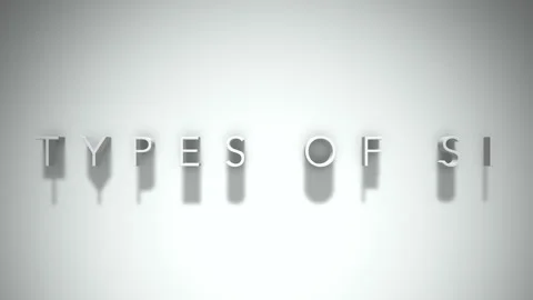 Types of SI 3D title animation with shadows on a white background Stock Footage 296719770